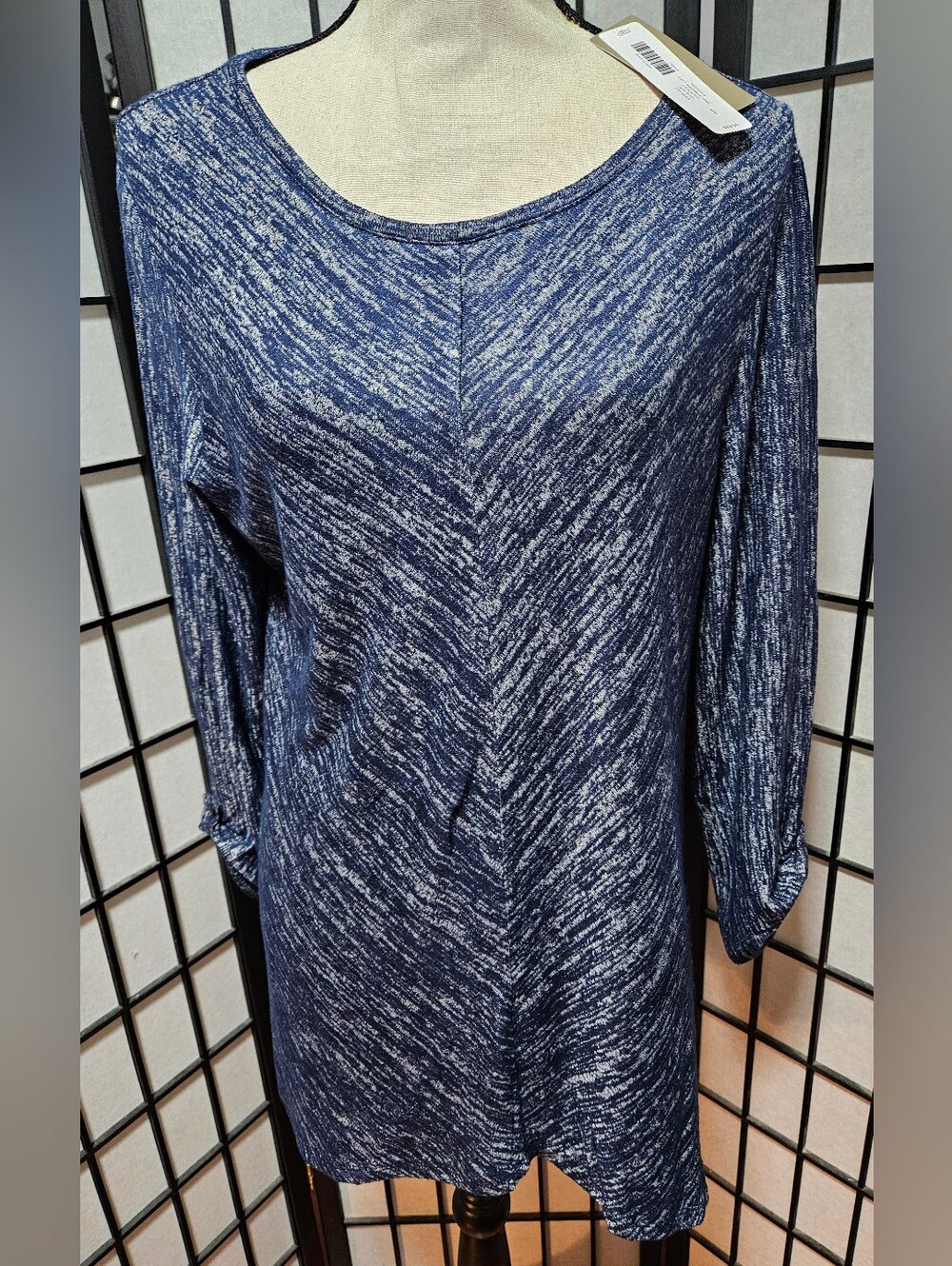 NWT Chico's Weekends Size 1 Med Navy 3/4 Sleeve Cozy Tunic